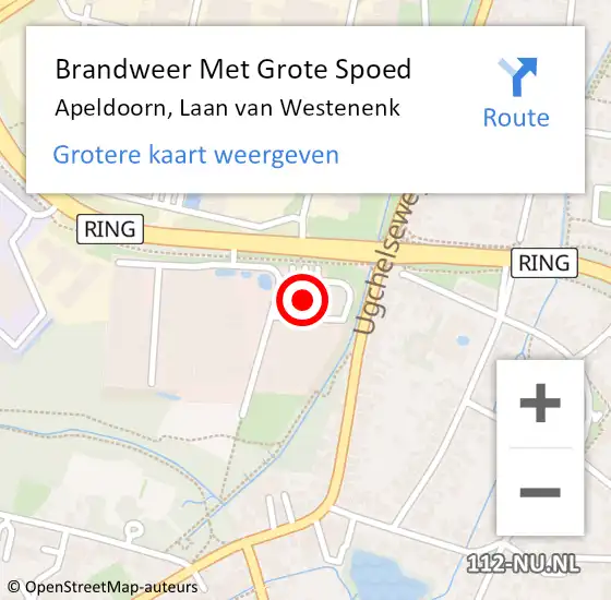 Locatie op kaart van de 112 melding: Brandweer Met Grote Spoed Naar Apeldoorn, Laan van Westenenk op 9 augustus 2024 14:29