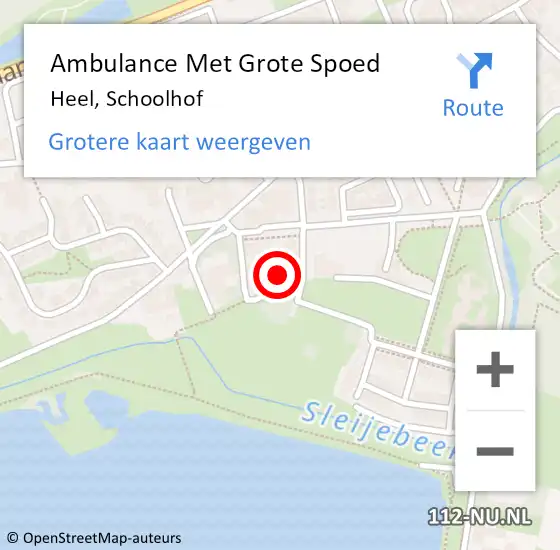 Locatie op kaart van de 112 melding: Ambulance Met Grote Spoed Naar Heel, Schoolhof op 9 augustus 2024 14:33