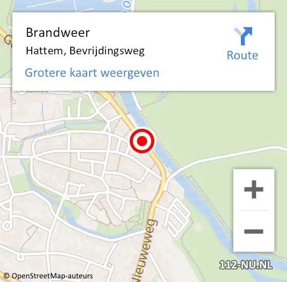 Locatie op kaart van de 112 melding: Brandweer Hattem, Bevrijdingsweg op 17 oktober 2013 18:02