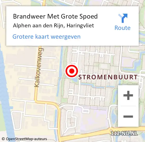 Locatie op kaart van de 112 melding: Brandweer Met Grote Spoed Naar Alphen aan den Rijn, Haringvliet op 9 augustus 2024 14:45