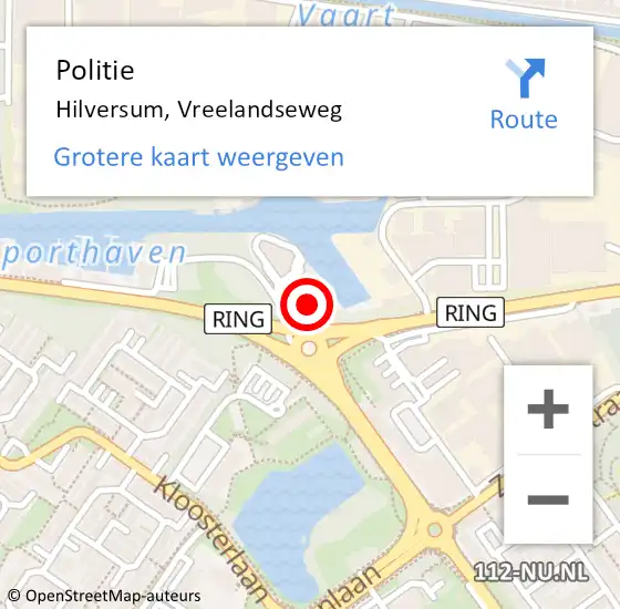 Locatie op kaart van de 112 melding: Politie Hilversum, Vreelandseweg op 9 augustus 2024 14:47