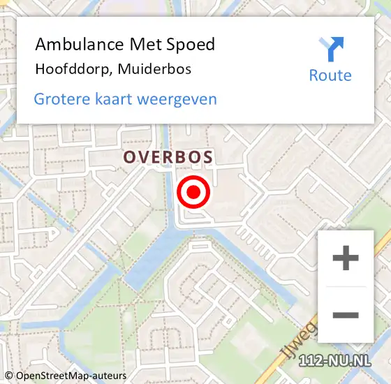 Locatie op kaart van de 112 melding: Ambulance Met Spoed Naar Hoofddorp, Muiderbos op 9 augustus 2024 14:52