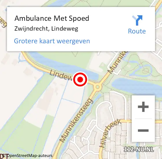 Locatie op kaart van de 112 melding: Ambulance Met Spoed Naar Zwijndrecht, Lindeweg op 9 augustus 2024 15:11