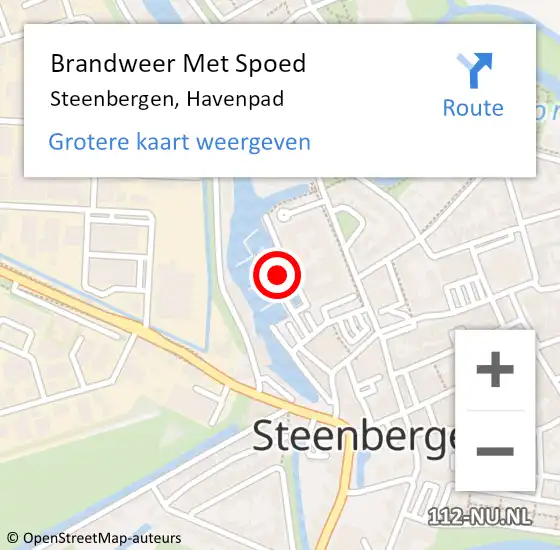 Locatie op kaart van de 112 melding: Brandweer Met Spoed Naar Steenbergen, Havenpad op 9 augustus 2024 15:26