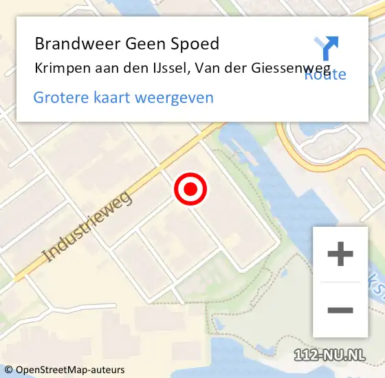 Locatie op kaart van de 112 melding: Brandweer Geen Spoed Naar Krimpen aan den IJssel, Van der Giessenweg op 9 augustus 2024 15:28