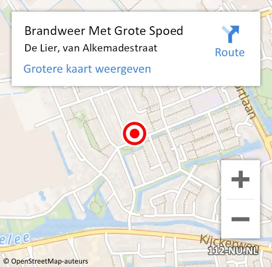 Locatie op kaart van de 112 melding: Brandweer Met Grote Spoed Naar De Lier, van Alkemadestraat op 9 augustus 2024 15:29