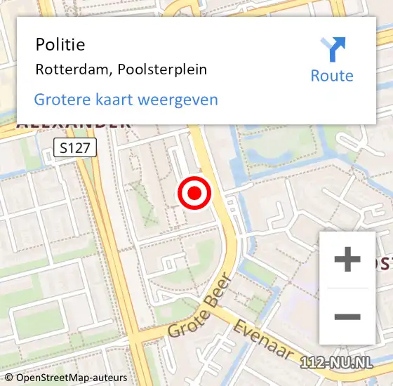 Locatie op kaart van de 112 melding: Politie Rotterdam, Poolsterplein op 9 augustus 2024 15:33