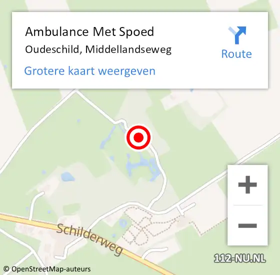 Locatie op kaart van de 112 melding: Ambulance Met Spoed Naar Oudeschild, Middellandseweg op 9 augustus 2024 15:45