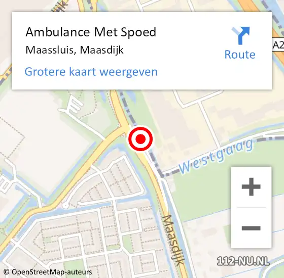 Locatie op kaart van de 112 melding: Ambulance Met Spoed Naar Maassluis, Maasdijk op 9 augustus 2024 15:49