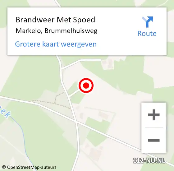 Locatie op kaart van de 112 melding: Brandweer Met Spoed Naar Markelo, Brummelhuisweg op 9 augustus 2024 15:50