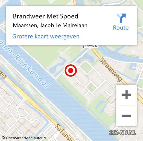 Locatie op kaart van de 112 melding: Brandweer Met Spoed Naar Maarssen, Jacob Le Mairelaan op 9 augustus 2024 15:58