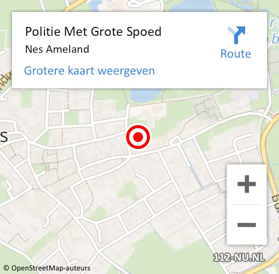 Locatie op kaart van de 112 melding: Politie Met Grote Spoed Naar Nes Ameland op 9 augustus 2024 16:00