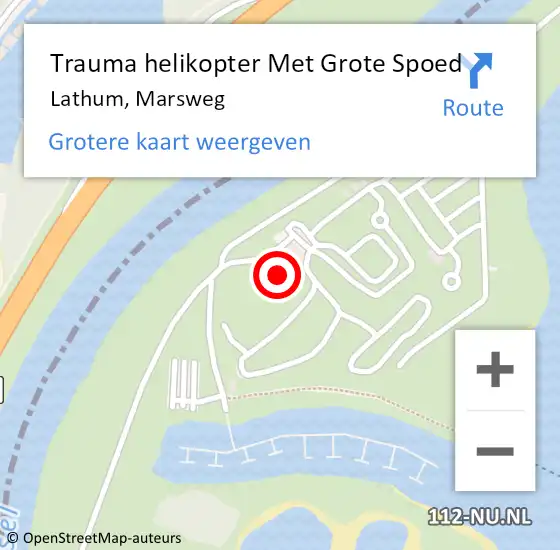 Locatie op kaart van de 112 melding: Trauma helikopter Met Grote Spoed Naar Lathum, Marsweg op 9 augustus 2024 16:45