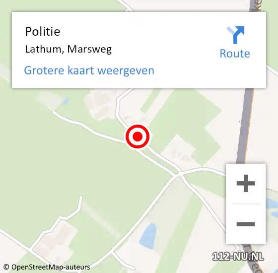 Locatie op kaart van de 112 melding: Politie Lathum, Marsweg op 9 augustus 2024 16:47