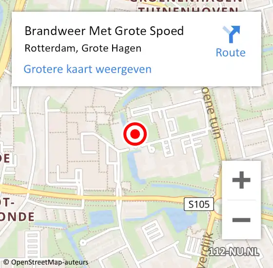 Locatie op kaart van de 112 melding: Brandweer Met Grote Spoed Naar Rotterdam, Grote Hagen op 9 augustus 2024 17:05