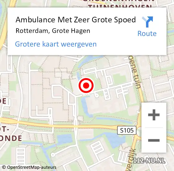 Locatie op kaart van de 112 melding: Ambulance Met Zeer Grote Spoed Naar Rotterdam, Grote Hagen op 9 augustus 2024 17:05