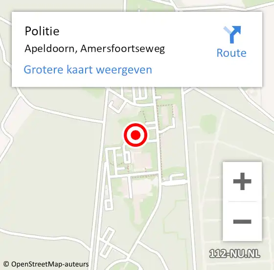 Locatie op kaart van de 112 melding: Politie Apeldoorn, Amersfoortseweg op 9 augustus 2024 17:27