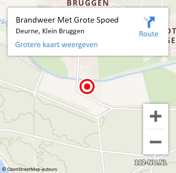 Locatie op kaart van de 112 melding: Brandweer Met Grote Spoed Naar Deurne, Klein Bruggen op 9 augustus 2024 17:28