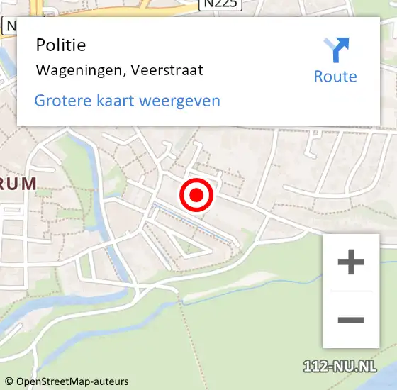 Locatie op kaart van de 112 melding: Politie Wageningen, Veerstraat op 9 augustus 2024 17:36