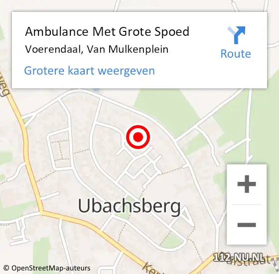 Locatie op kaart van de 112 melding: Ambulance Met Grote Spoed Naar Voerendaal, Van Mulkenplein op 17 oktober 2013 18:06