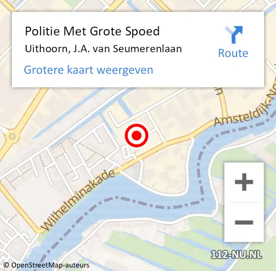 Locatie op kaart van de 112 melding: Politie Met Grote Spoed Naar Uithoorn, J.A. van Seumerenlaan op 9 augustus 2024 17:41