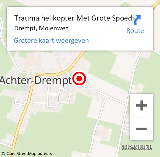 Locatie op kaart van de 112 melding: Trauma helikopter Met Grote Spoed Naar Drempt, Molenweg op 9 augustus 2024 17:48