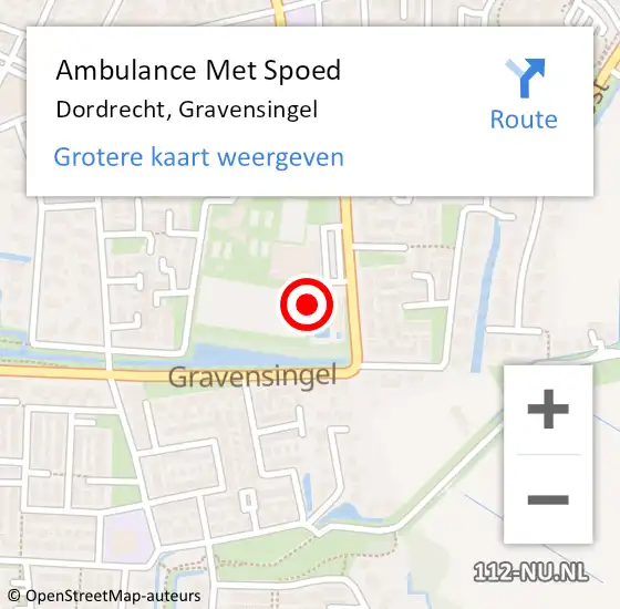 Locatie op kaart van de 112 melding: Ambulance Met Spoed Naar Dordrecht, Gravensingel op 9 augustus 2024 18:08