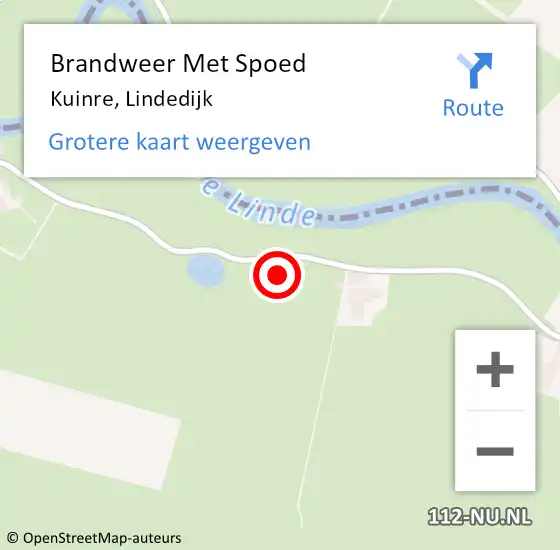 Locatie op kaart van de 112 melding: Brandweer Met Spoed Naar Kuinre, Lindedijk op 9 augustus 2024 18:46