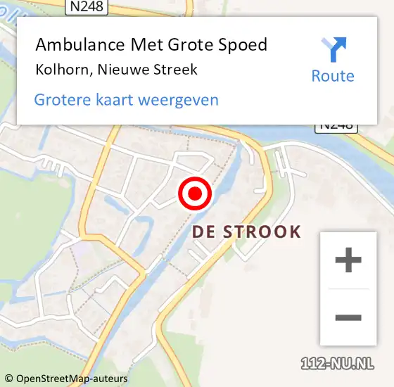 Locatie op kaart van de 112 melding: Ambulance Met Grote Spoed Naar Kolhorn, Nieuwe Streek op 9 augustus 2024 18:50