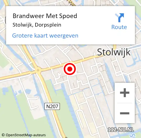 Locatie op kaart van de 112 melding: Brandweer Met Spoed Naar Stolwijk, Dorpsplein op 9 augustus 2024 18:59