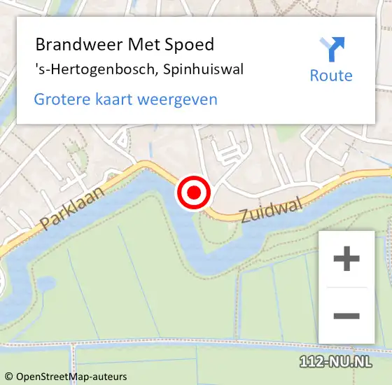 Locatie op kaart van de 112 melding: Brandweer Met Spoed Naar 's-Hertogenbosch, Spinhuiswal op 9 augustus 2024 19:12