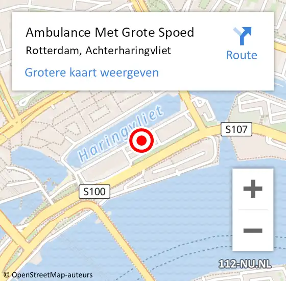 Locatie op kaart van de 112 melding: Ambulance Met Grote Spoed Naar Rotterdam, Achterharingvliet op 9 augustus 2024 19:35