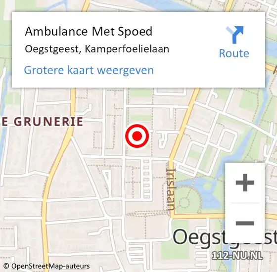 Locatie op kaart van de 112 melding: Ambulance Met Spoed Naar Oegstgeest, Kamperfoelielaan op 9 augustus 2024 19:37