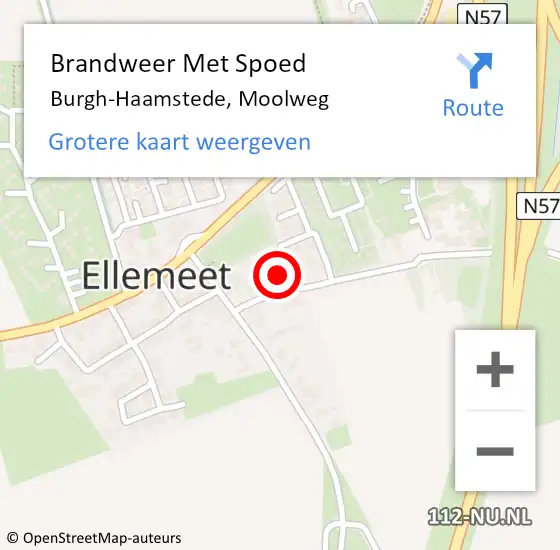 Locatie op kaart van de 112 melding: Brandweer Met Spoed Naar Burgh-Haamstede, Moolweg op 9 augustus 2024 20:11