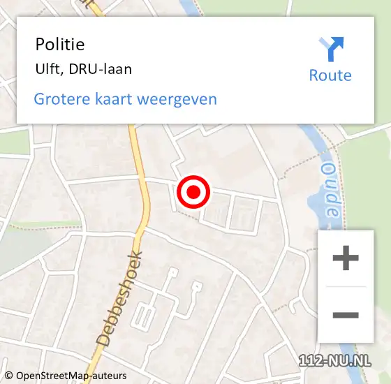 Locatie op kaart van de 112 melding: Politie Ulft, DRU-laan op 9 augustus 2024 20:16