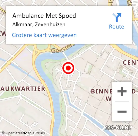 Locatie op kaart van de 112 melding: Ambulance Met Spoed Naar Alkmaar, Zevenhuizen op 9 augustus 2024 20:16