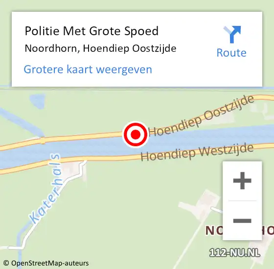 Locatie op kaart van de 112 melding: Politie Met Grote Spoed Naar Noordhorn, Hoendiep Oostzijde op 9 augustus 2024 20:30