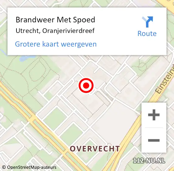 Locatie op kaart van de 112 melding: Brandweer Met Spoed Naar Utrecht, Oranjerivierdreef op 9 augustus 2024 20:50