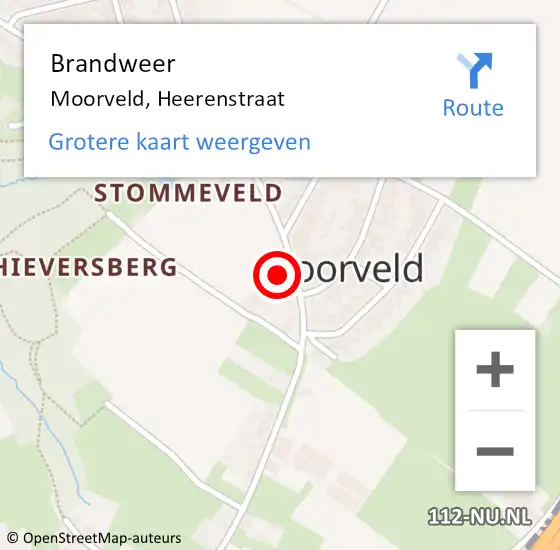 Locatie op kaart van de 112 melding: Brandweer Moorveld, Heerenstraat op 15 oktober 2014 20:44