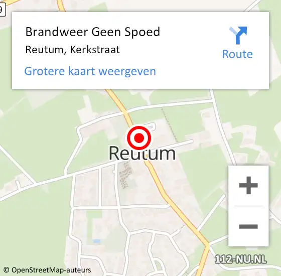 Locatie op kaart van de 112 melding: Brandweer Geen Spoed Naar Reutum, Kerkstraat op 9 augustus 2024 21:15