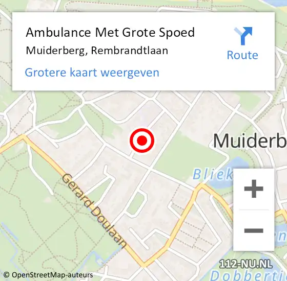 Locatie op kaart van de 112 melding: Ambulance Met Grote Spoed Naar Muiderberg, Rembrandtlaan op 15 oktober 2014 20:48