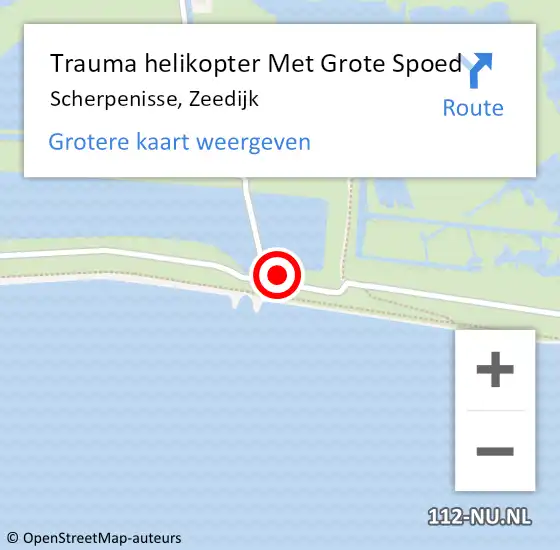 Locatie op kaart van de 112 melding: Trauma helikopter Met Grote Spoed Naar Scherpenisse, Zeedijk op 9 augustus 2024 21:29