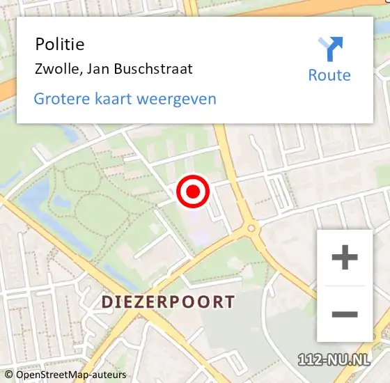 Locatie op kaart van de 112 melding: Politie Zwolle, Jan Buschstraat op 15 oktober 2014 20:51