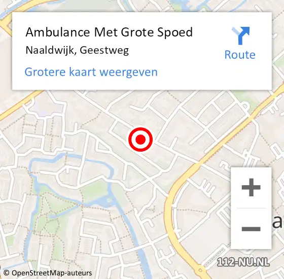 Locatie op kaart van de 112 melding: Ambulance Met Grote Spoed Naar Naaldwijk, Geestweg op 9 augustus 2024 22:01