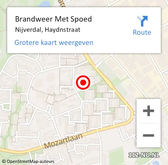 Locatie op kaart van de 112 melding: Brandweer Met Spoed Naar Nijverdal, Haydnstraat op 9 augustus 2024 22:14