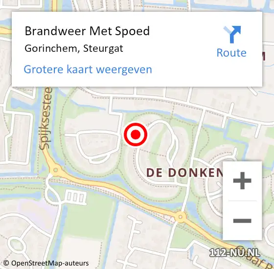 Locatie op kaart van de 112 melding: Brandweer Met Spoed Naar Gorinchem, Steurgat op 9 augustus 2024 22:19