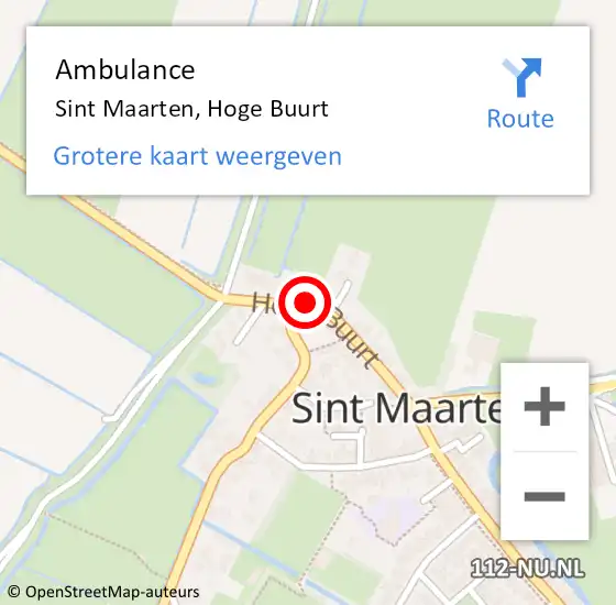 Locatie op kaart van de 112 melding: Ambulance Sint Maarten, Hoge Buurt op 9 augustus 2024 22:32