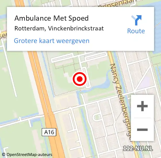 Locatie op kaart van de 112 melding: Ambulance Met Spoed Naar Rotterdam, Vinckenbrinckstraat op 9 augustus 2024 22:33