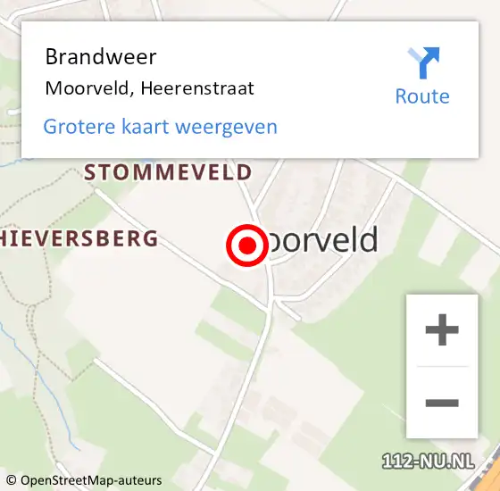 Locatie op kaart van de 112 melding: Brandweer Moorveld, Heerenstraat op 15 oktober 2014 21:00