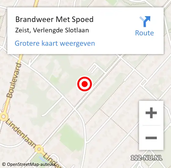 Locatie op kaart van de 112 melding: Brandweer Met Spoed Naar Zeist, Verlengde Slotlaan op 9 augustus 2024 23:11